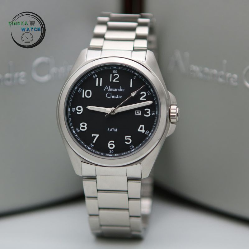 JAM TANGAN COWOK ALEXANDRE CHRISTIE AC ORIGINAL SERI 6540MD SILVER HITAM