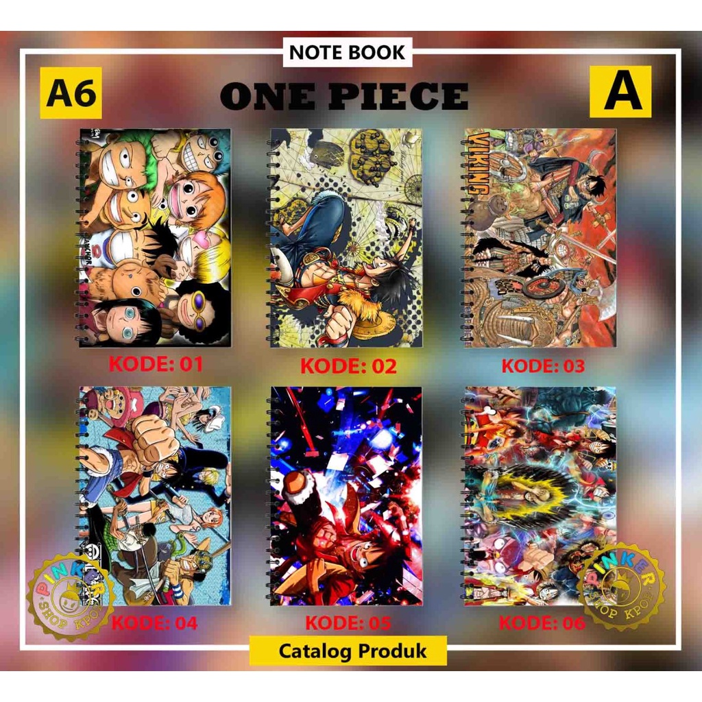 

Note/Notebook A6 ANIME ONE PIECE SERI A ISI 50 LEMBAR BUKU/NOTES