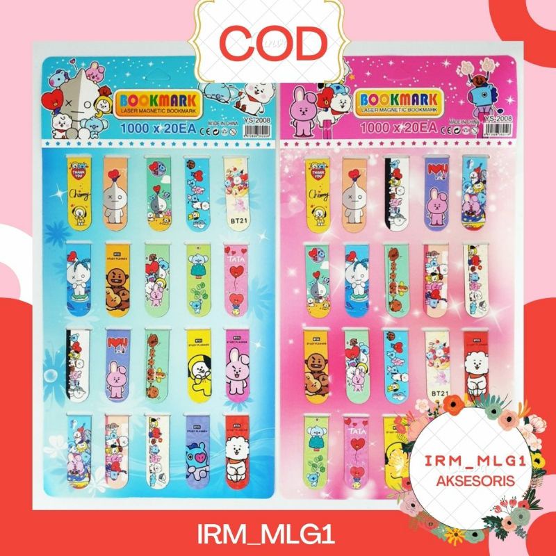 

Pembatas Buku magnet Gambar Motif BTS Army BT21 Lucu / magnetic bookmark / post it magnet 1 PCS IRM