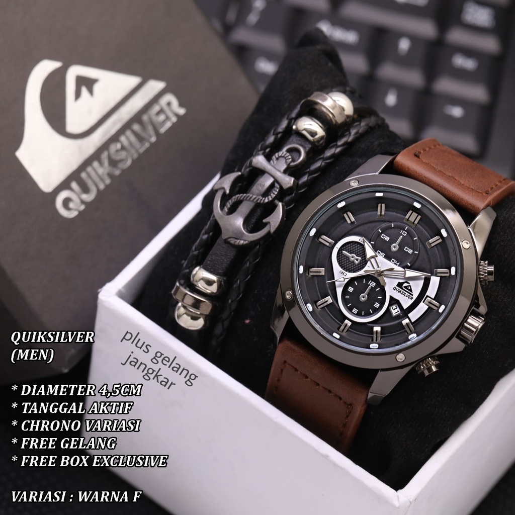 (FREE BOX) JAM TANGAN PRIA FASHION TALI KULIT BODY BULAT TANGGAL AKTIF FREE GELANG