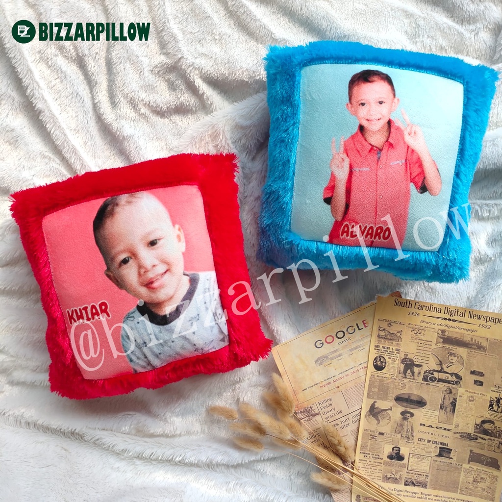 Bizzarpillow  Bantal Foto Custom Bulu Rasfur 30x30 cm BZ013