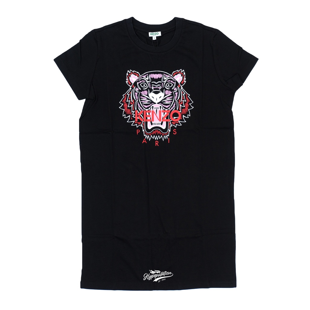 Kenzo Pink/Red Tiger Black Dress ORIGINAL