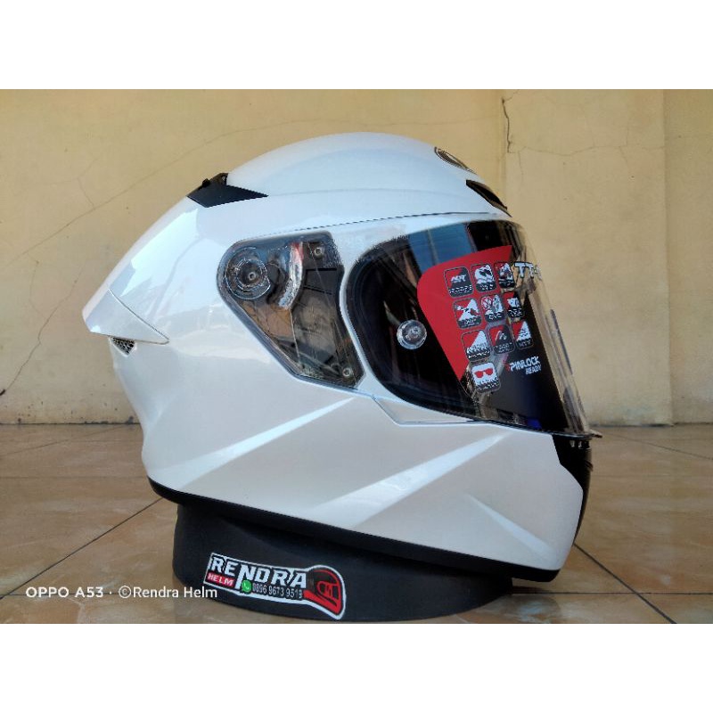 Helm KYT TT Course Motif/ Poloss. 100% ORIGINAL. ongkir termurah 2kg.-Solid White