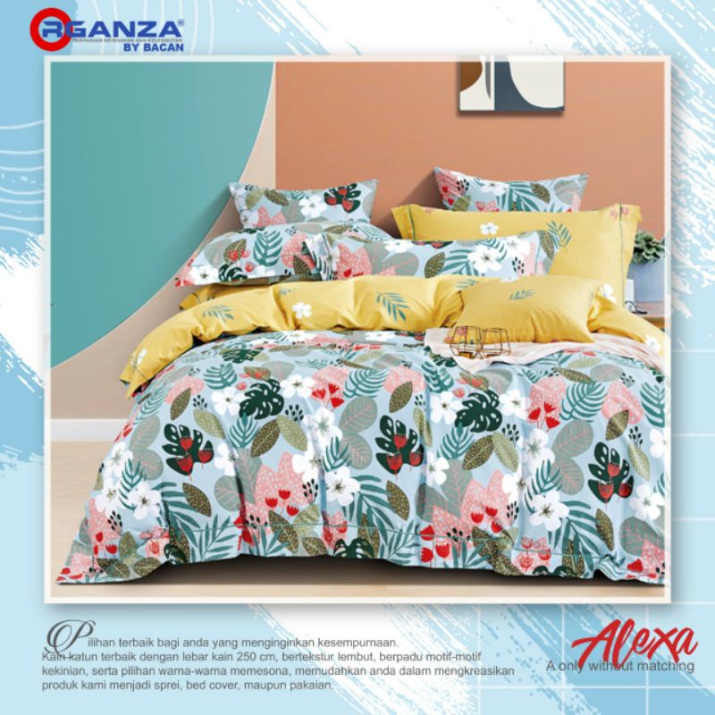 kain seprei katun Jepang ory motif daun