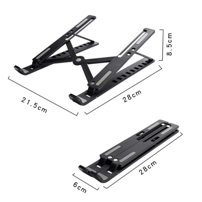 Laptop Stand Riser Foldable Adjustable 10 Speed - N3 - Black