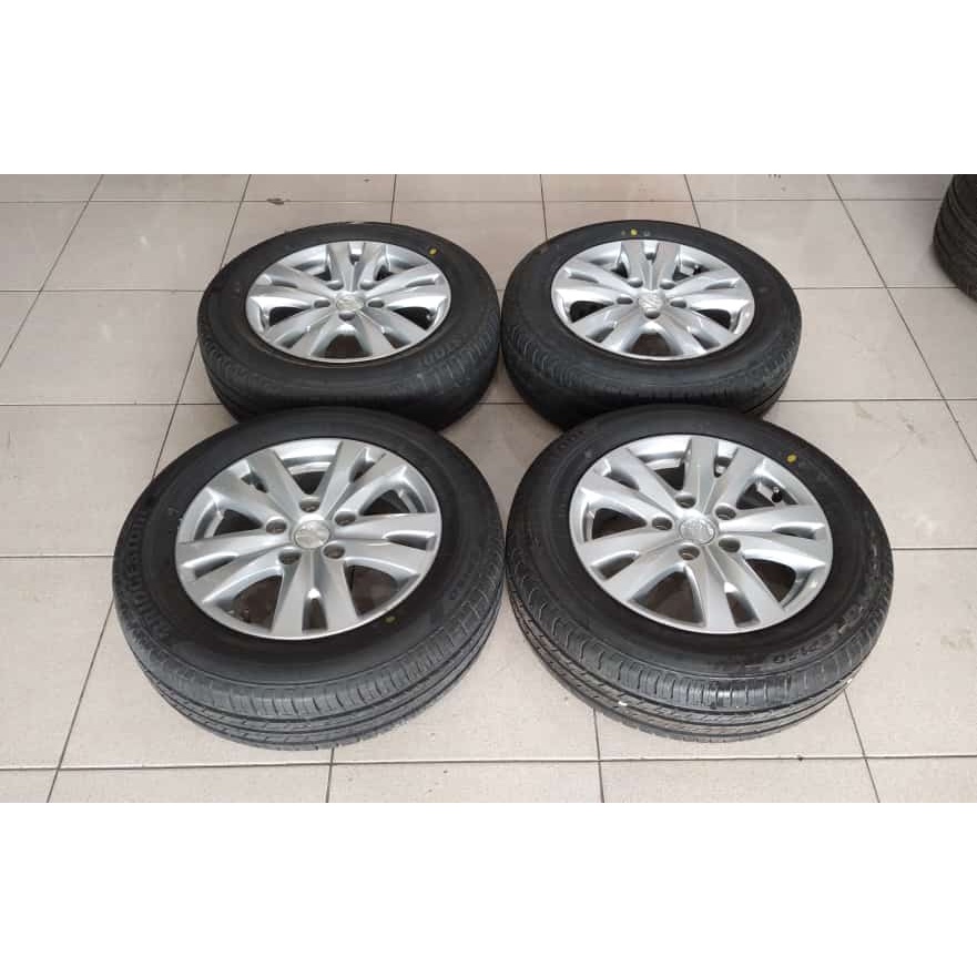Velg Mobil Bekas Original Copotan Mobil ERTIGA RING 15 Hole 5X114,3 + Ban Bridgestone 185/65 R15 Coc