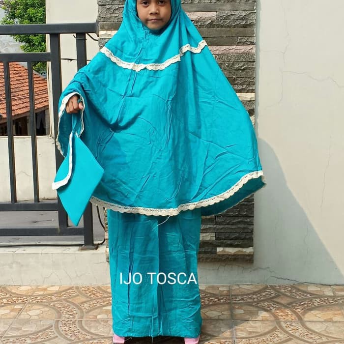 K-09 Mukena Anak Tanggung 9-13 Th Rayon Super ++ CB967  Katun Rayon Renda Tosca