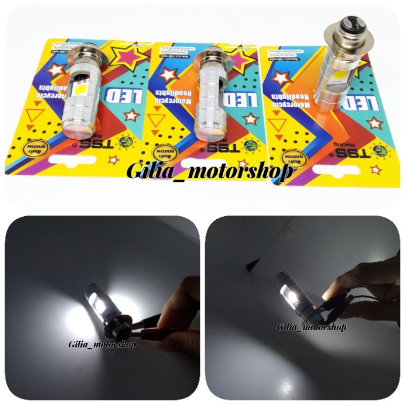 Lampu Depan Led Motor Bebek Matic 2 sisi AC /DC  Nyala Putih Chrome LED HeadLight Putih