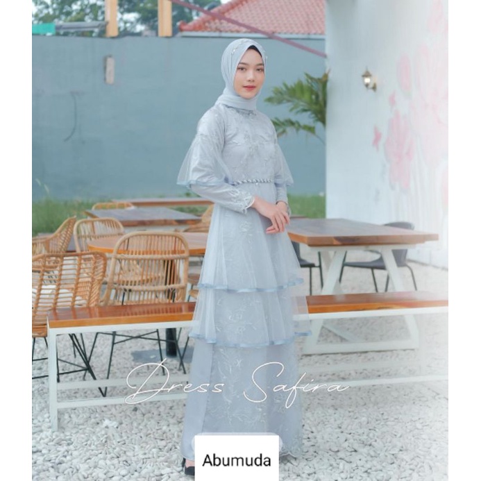 SAFIRA DRESS VOL.2 Baju Pesta Lace bordir motif dan tulle tutu /Gaun Prewedding / Lamaran / Wisuda