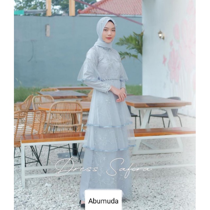 SAFIRA DRESS VOL.2 Baju Pesta Lace bordir motif dan tulle tutu /Gaun Prewedding / Lamaran / Wisuda