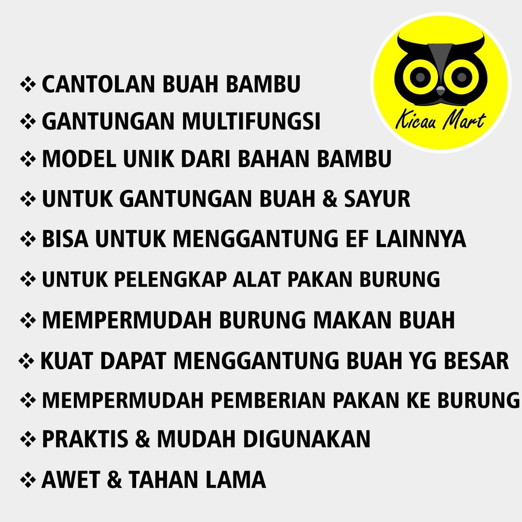 GANTUNGAN BUAH BAMBU TUSUK CANTOLAN SAYUR JAGUNG PISANG APEL JERUK TIMUN PAKAN MAKAN BURUNG GBAMBU