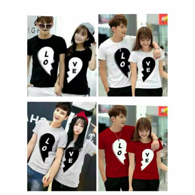 GSL Baju Couple Pasangan Keluarga Kekinian Love Kaos Kapel Pacar Lengan Pendek Lebaran Kondangan Ter