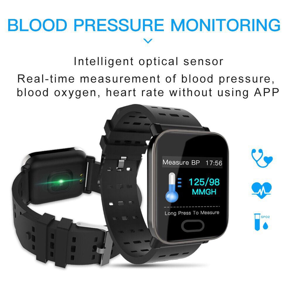 A6 Smartwatch Bluetooth Anti Air Fungsi Monitor Tekanan Darah/ Detak Jantung/ Long Standby