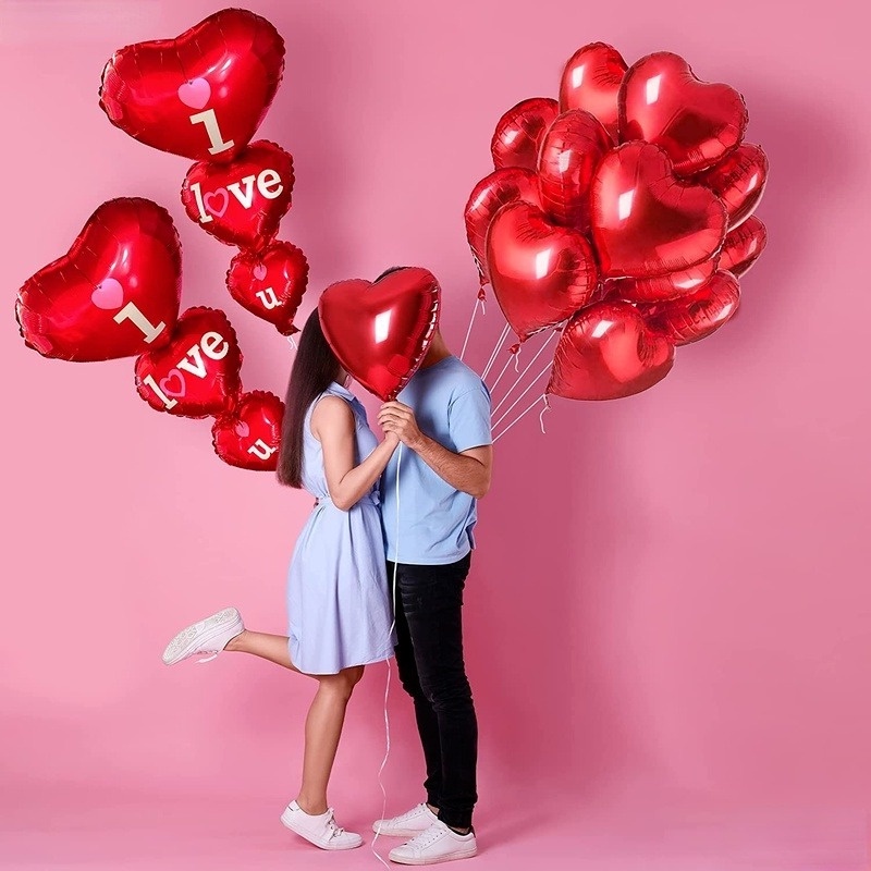 1 Pack Balon Foil Desain Kartun Beruang Hati Tulisan I Love You Untuk Dekorasi Pesta Pernikahan