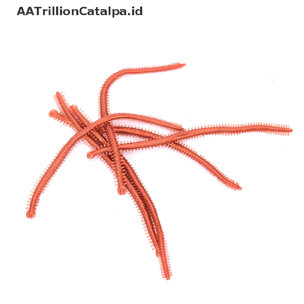 Aatrillioncatalpa 10 Pcs Umpan Pancing Soft Bait Bentuk Cacing Imitasi Ukuran 130mm