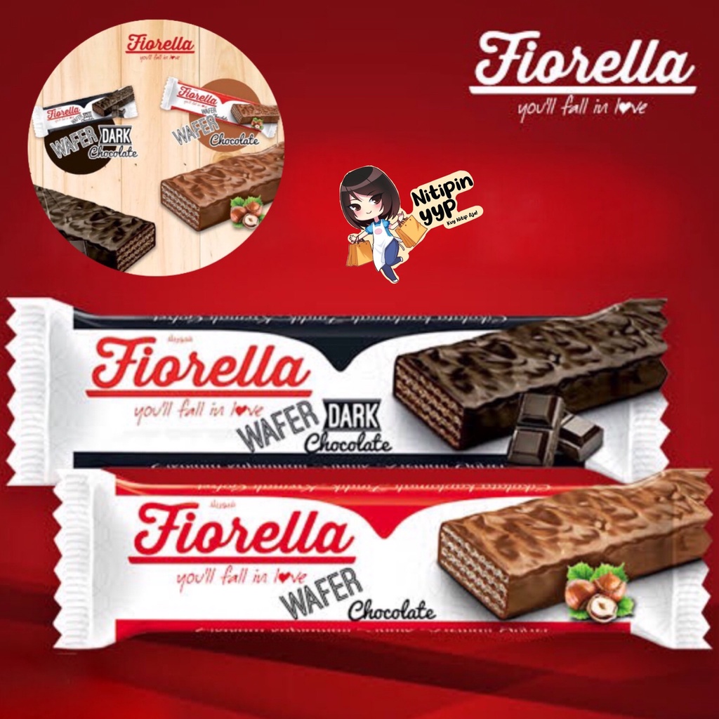 Coklat FIORELLA Wafer Import Turkey - Fiorella Coated Chocolate &amp; Dark Chocolate Wafer - Wafer Biscuit Lapis Coklat Turki (40gr)