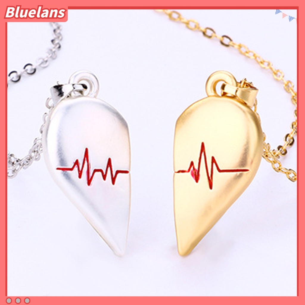 2pcs / Set Kalung Desain Puzzle Hati Bahan Alloy Electroplating Untuk Pasangan