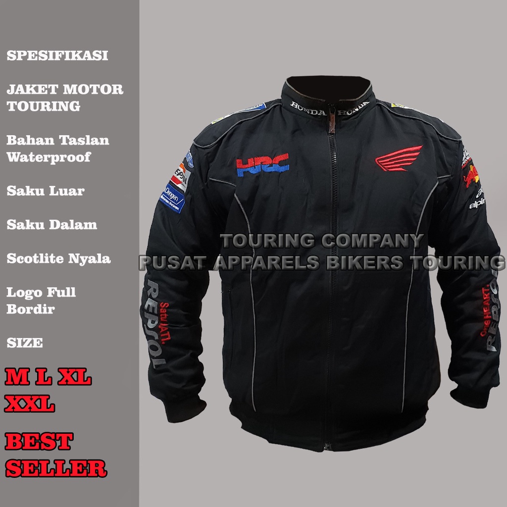 Jaket Motor Honda HRC REPSOL Full Sponsor Bordir Grosir Jaket Motor Touring
