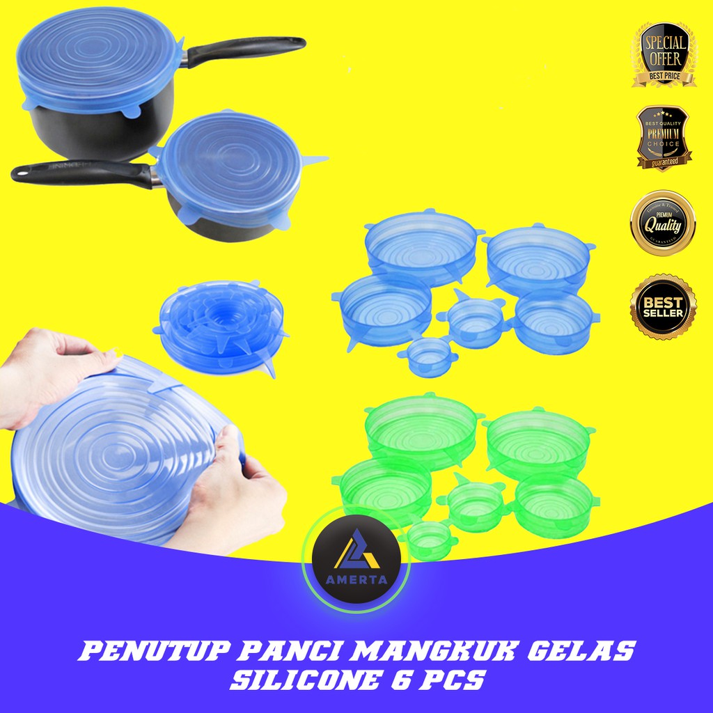 Penutup Panci Mangkuk Gelas Silicone Lid 6 PCS