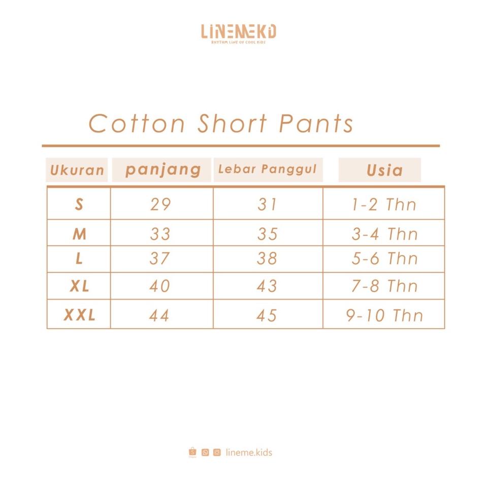 Lineme kids short pants celana pendek anak Kaos Combed Umur 1-10 Tahun [UY.09Ap22ғ]