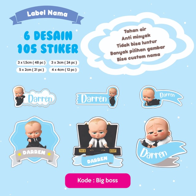 

Label nama anak / sticker nama 105 pcs