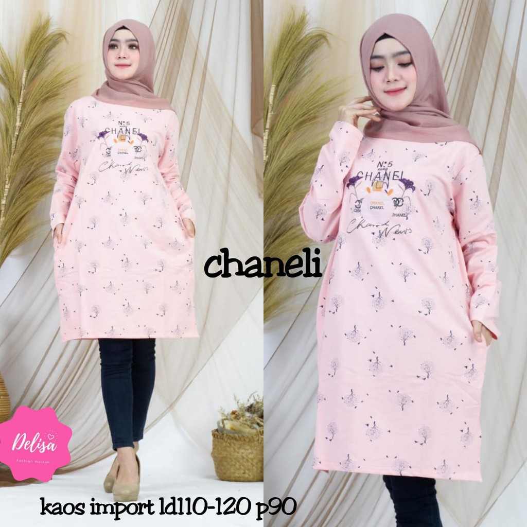 CHANELI TUNIK /TUNIK KAOS IMPORT /TUNIK MUSLIMAH/TUNIK MURAH SOLO/ATASAN JUMBO/ATASAN WANITA TERBARU