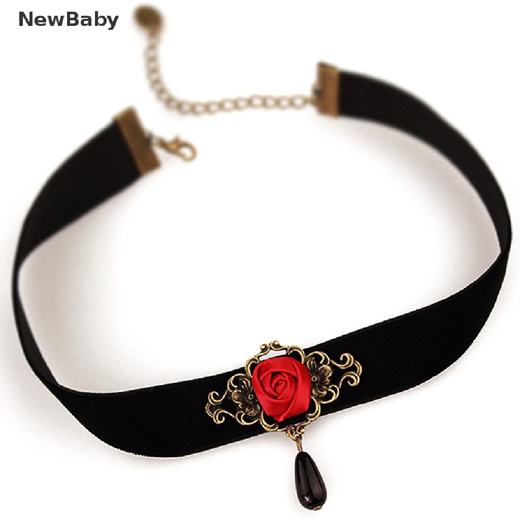 1pc Kalung Choker Desain Mawar Gaya Gothic Untuk Wanita