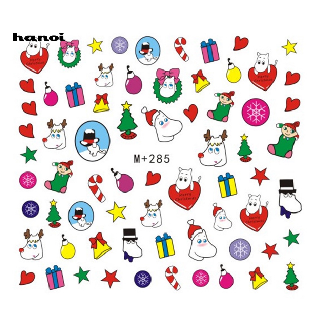 Han_stiker Kuku Ultra Tipis Tema Natal Untuk Nail Art / Manicure