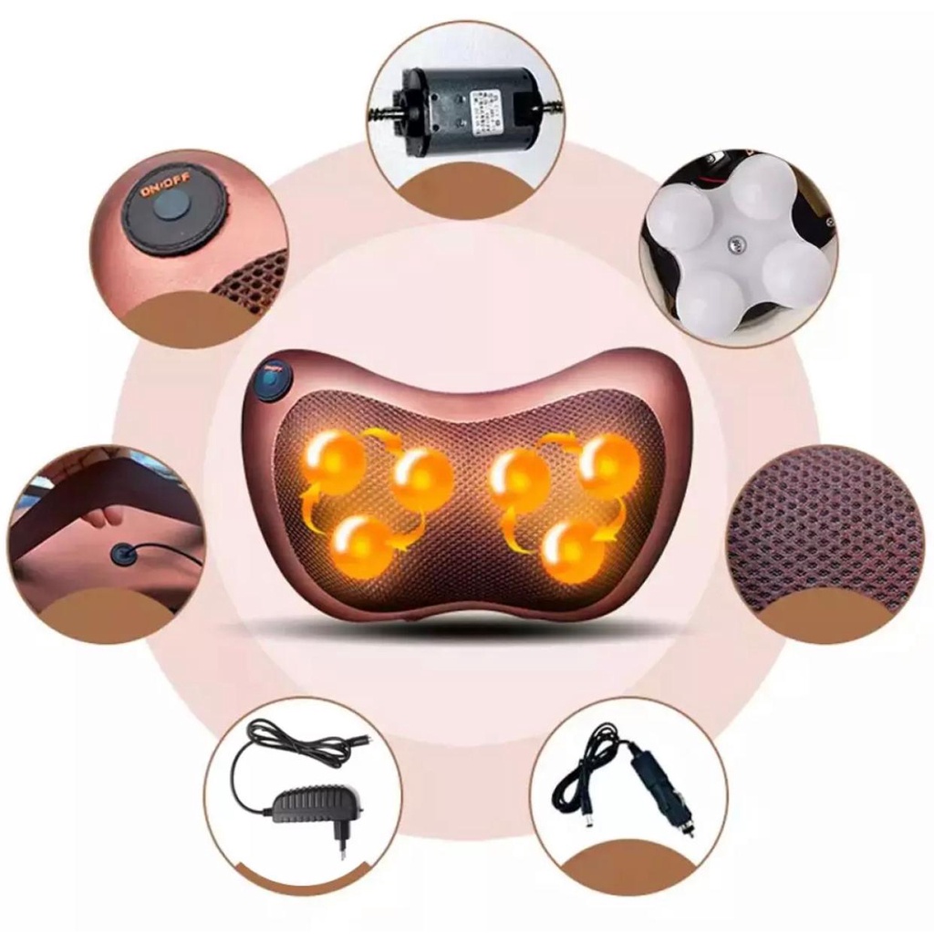 Bantal Pijat Portable Bantal Pijat 8 Bola Massage Pillow Mobil Dan Rumah / Bantal Pijat  Car And  Home / Alat Bantu Pijat Seluruh Badan