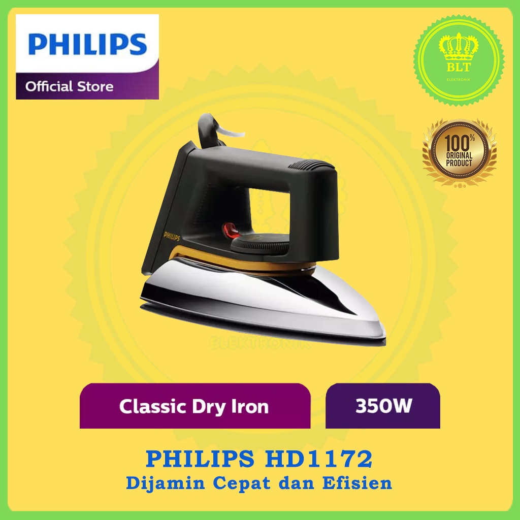 PHILIPS HD1172 Classic Dry Iron 350W Setrika Kering Original HD1172/99