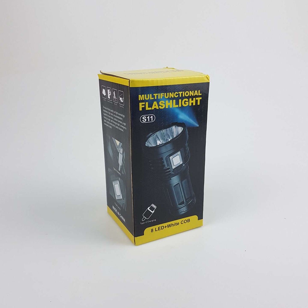 Senter LED Flashlight Waterproof USB Rechargeable XPE+COB - S11 - Black