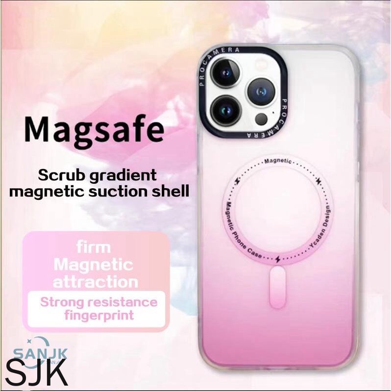 High-end Frosted Gradient Magnetic Phone Case for iPhone 13 12 11 Pro Max 12mini 13mini 13Promax Camera Protection Shockproof Magnetic Adsorption Phone Case