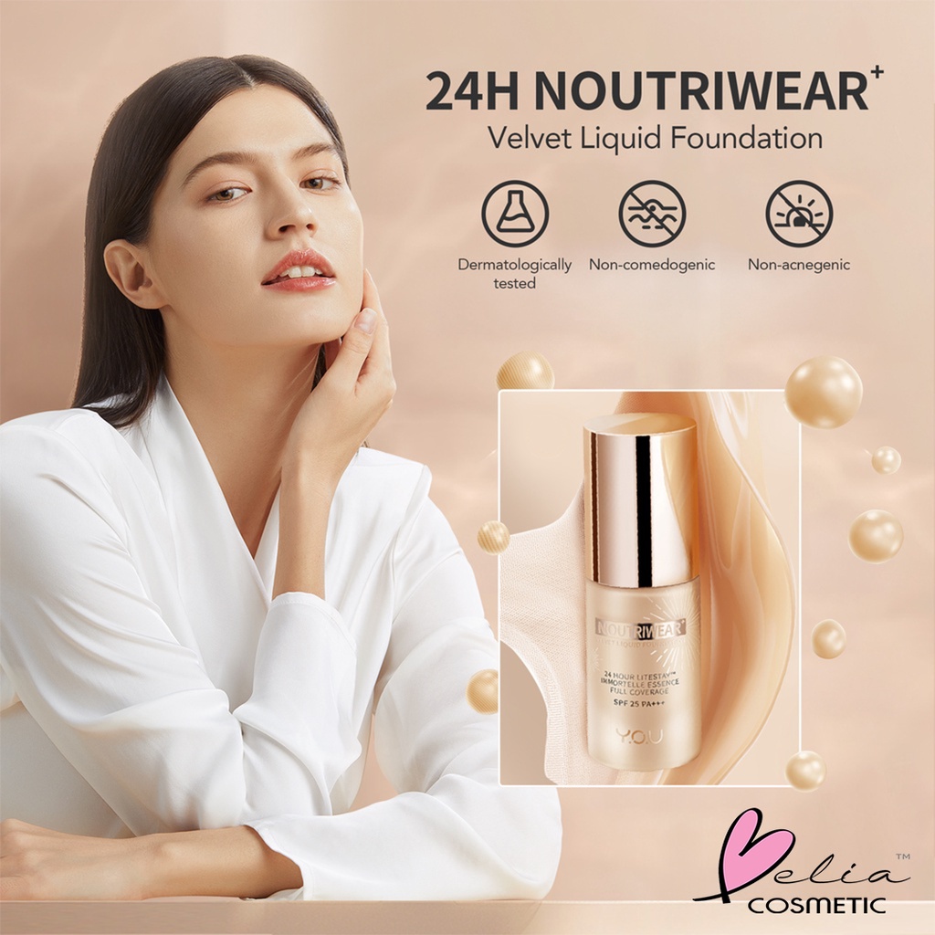 ❤ BELIA ❤ YOU NoutriWear+ Velvet Liquid Foundation | Y.O.U Alas Bedak BPOM