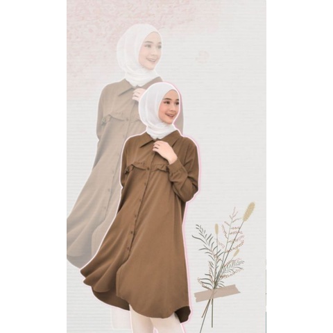 Baju Long Dress Tunik Kemeja Wanita Muslim Remaja Jumbo Terbaru 2021 Kekinian Polos By Nurulillah