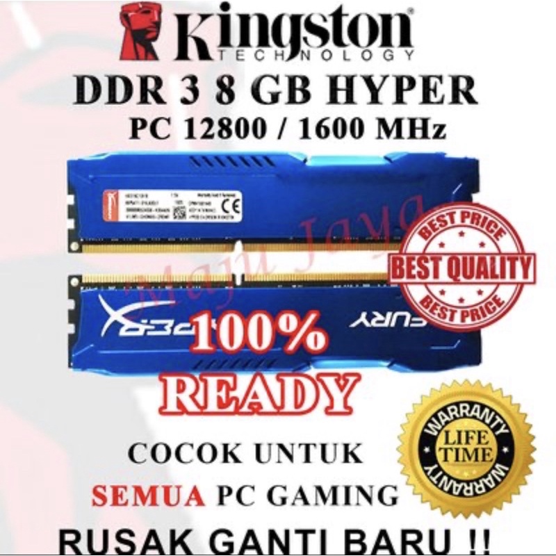 RAM GAMMING Hyper X KINGSTON DDR 3 8 GB PC 12800