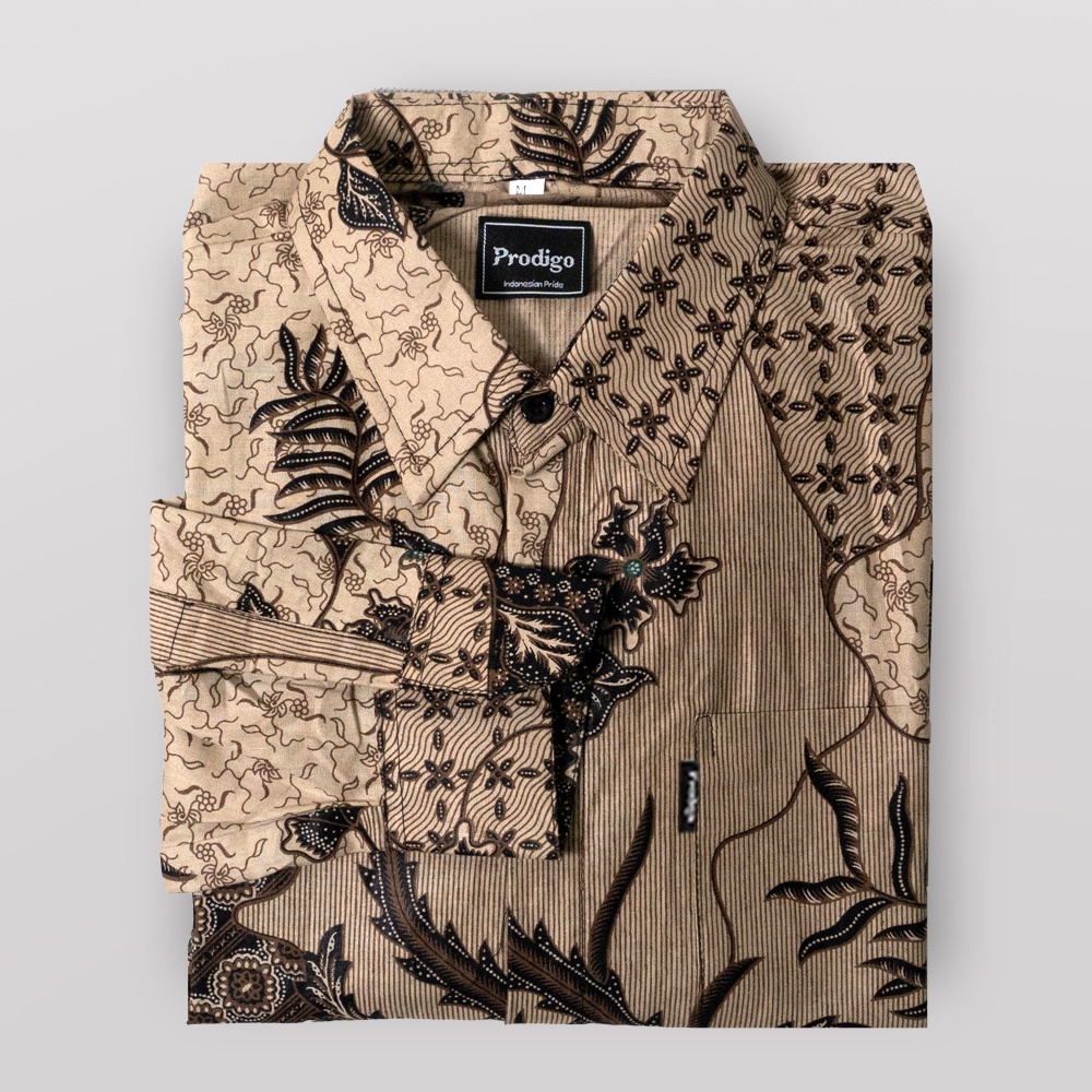 Prodigo * Kalasan coklat muda Kemeja batik lengan Panjang | batik pria | Batik modern | Batik indonesia