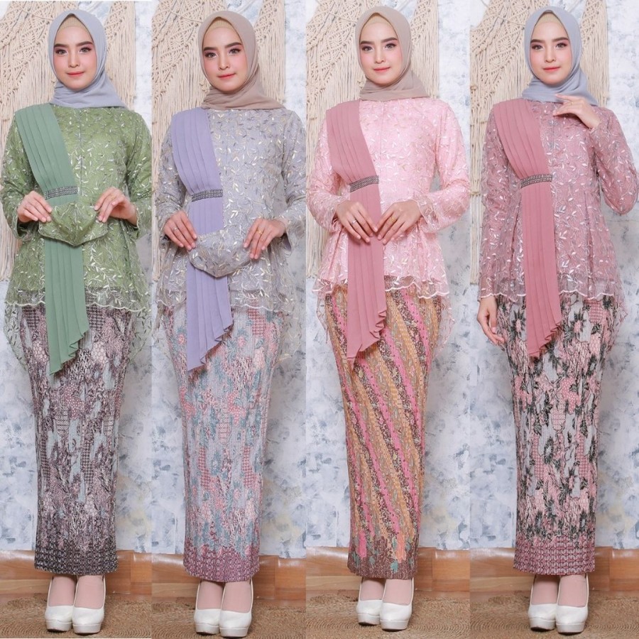 Kebaya aurora selendang Kebaya Modern Hijab Remaja Style Modis Cantik rok prisket