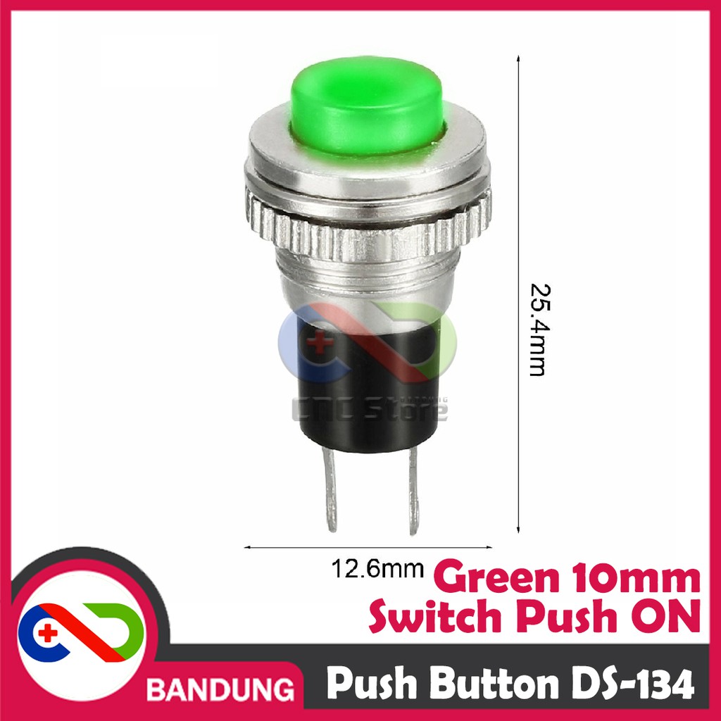 PUSH BUTTON DS-134 10MM RESET SWITCH GREEN HIJAU