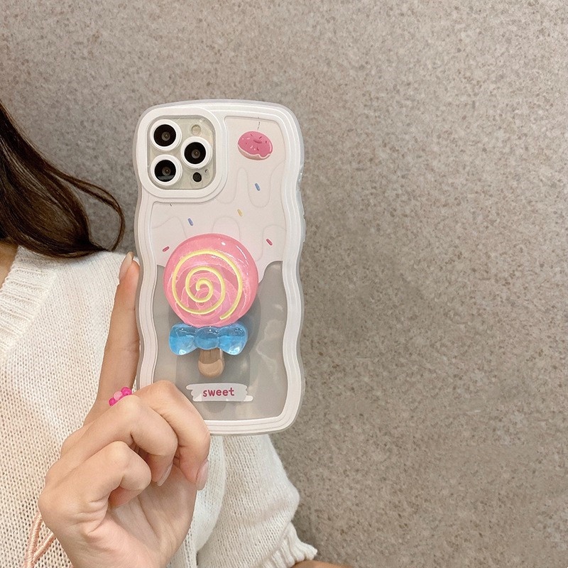 Soft Case Pelindung Tanpa Rantai Motif Kartun Permen Lollipop Untuk Iphone 11 / 12 / 13pro Max 11 / 13