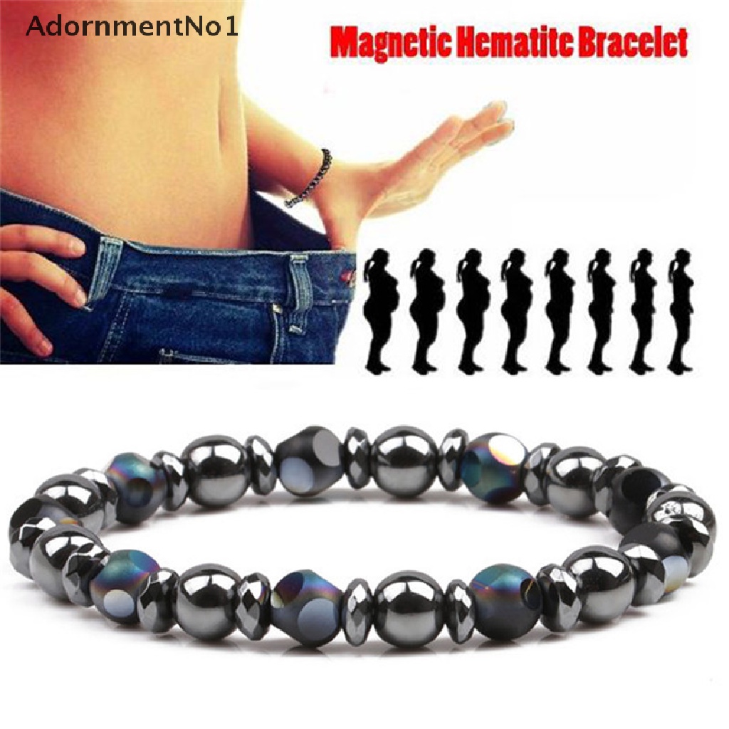 (AdornmentNo1) Gelang Tangan Batu Hematite Chakra Magnetik Stretch Untuk Terapi / Penyembuhan / Penurunan Berat Badan