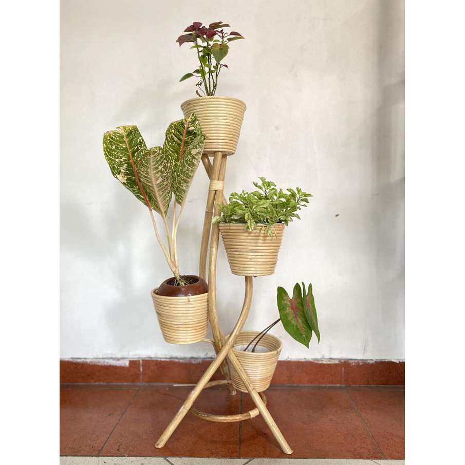 Standing pot rotan standing planter rotan keranjang pot