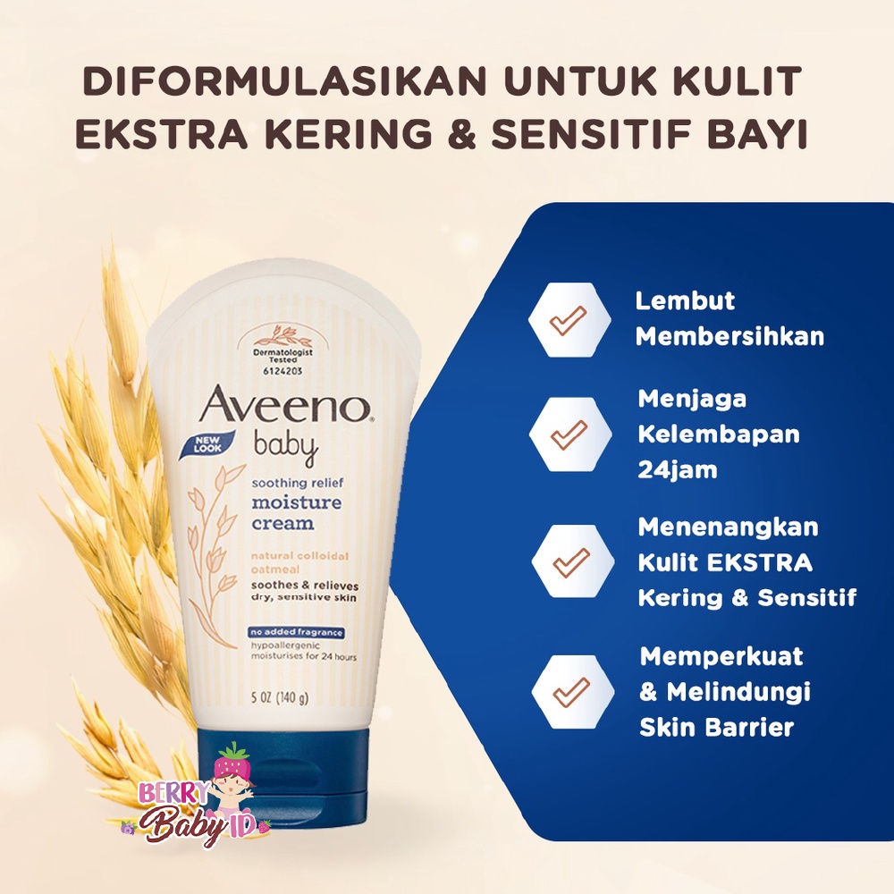 Aveeno Baby Soothing Relief Moisture Cream Krim Pelembab Kulit Bayi Berry Mart