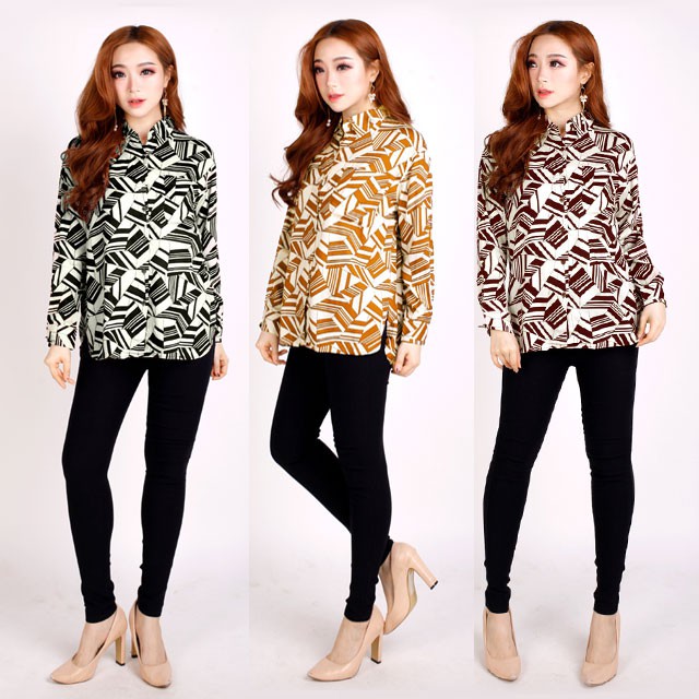 ARENA - Kemeja Wanita Oversized Motif