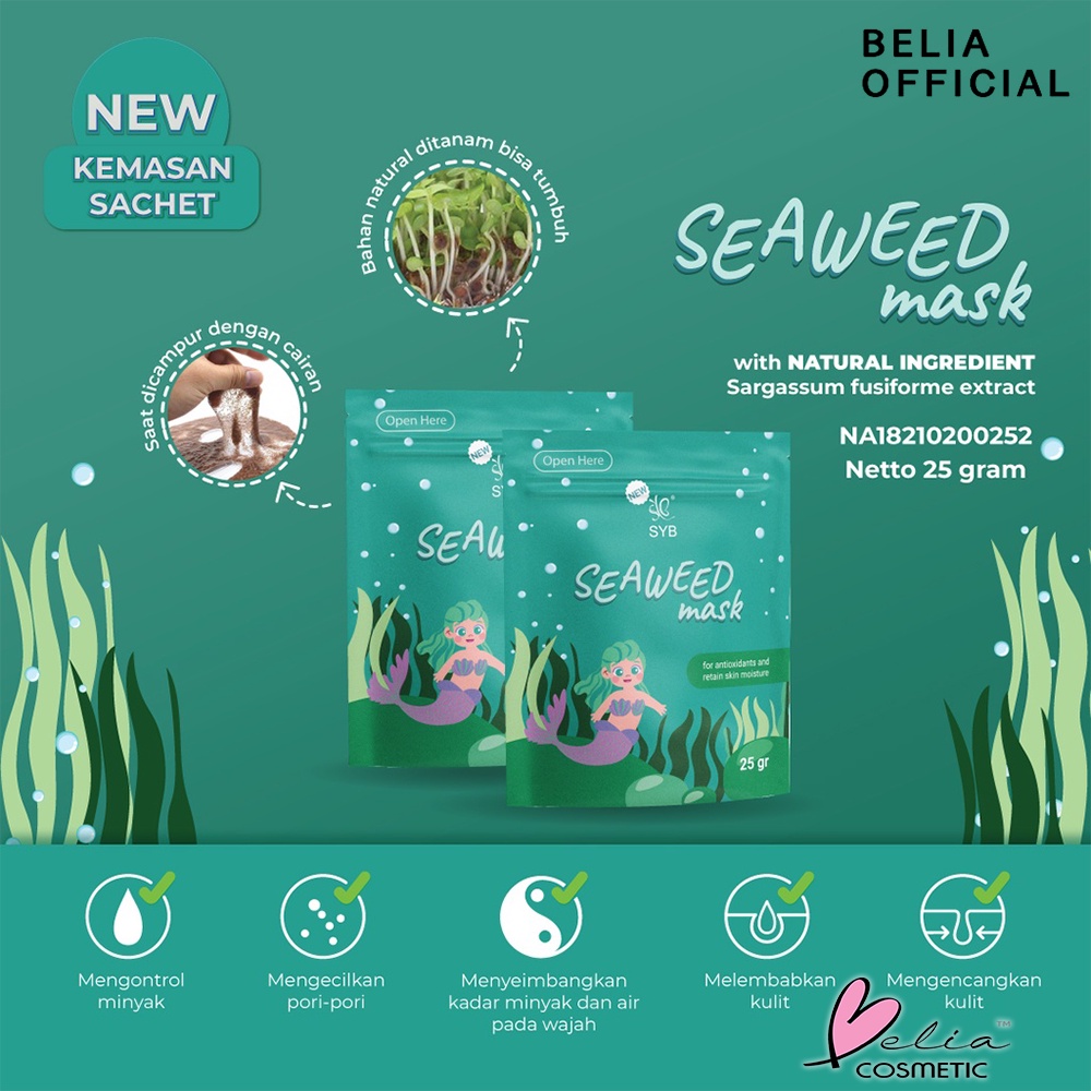 ❤ BELIA ❤ SYB Seaweed Mask Sachet | Seaweed Mask | Masker Wajah