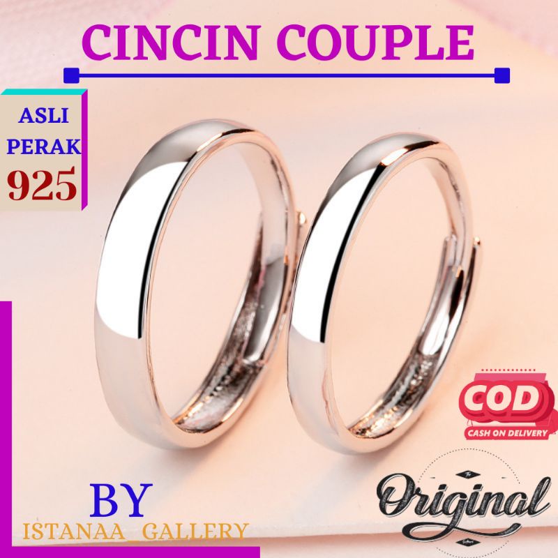 [COD]Cincin Couple Titanium Anti Karat  Emas Polos Ring Pria Wanita Ukir Nama Cicin Tunangan Nikah K