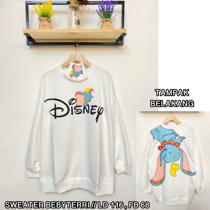 Sweater Wanita / Sweater Wanita Zara / Sweater Wanita Import - Disnep Putih, All Size Diskon