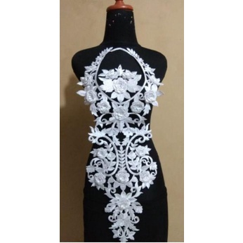 PondokGedeStore Bordir Tempel Bunga Renda Dada Tasik Kamisem Putih Lace Embroidery