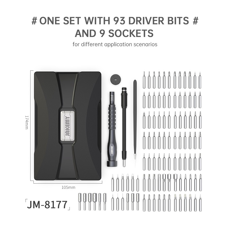 Jakemy JM-8177 106In1 Obeng Set HP T2 T5 T6 Pentalobe P2 P5 Bintang 5 T8H T9H