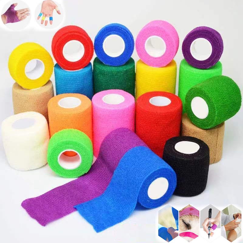 Finger Tape/Wrist Tape/Perban Elastis Jari 5cm x 4.5cm meter Olahraga Tapping Perban Elastis Sport Tape Warna Warni