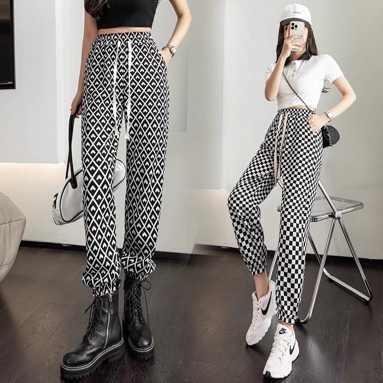 JEN - CELANA JOGER MOTIF KOTAK BAHAN KNIT
